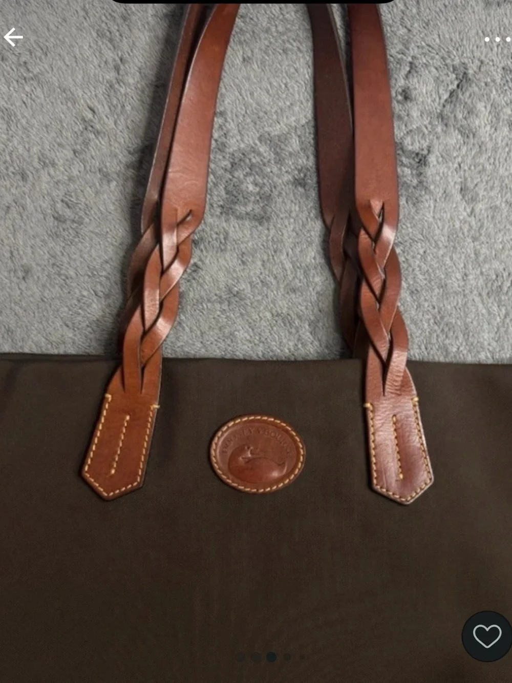 Dooney & Bourke Brown Nylon Tote with Braided Leather Handles